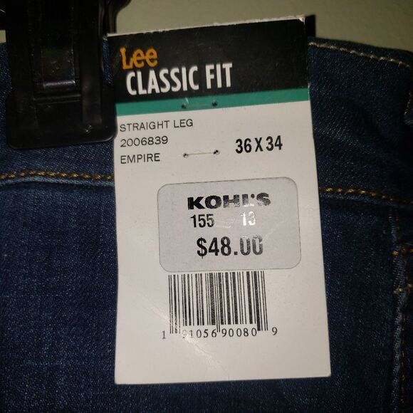 Lee Men’s W36 L32 Premium Flex Classic Fit Straight Jeans Stretch Denim — NWT - Picture 9 of 9